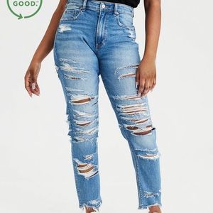 AE Stretch Distressed Mom Jean